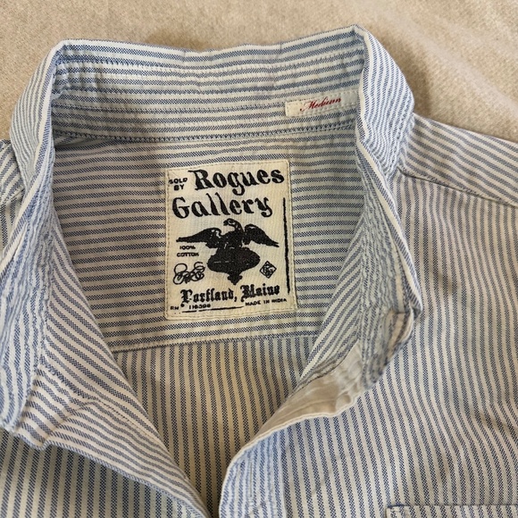 Rogue's Gallery Oxford cloth shirt in blue/white stripe, size M (fits S) - Picture 2 of 6